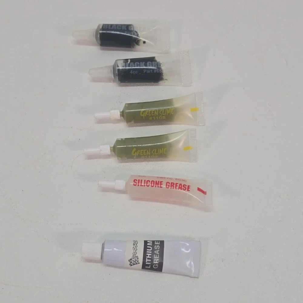 Team Associated Lot Of 6 Grease Tube 4cc Each Black Grease Green Slime Silicone